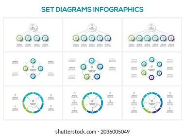 Diagram with 4, 5, 6 elements, infographic template for web, business, presentations, vector illustration