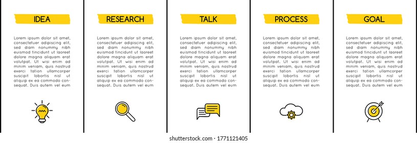 Diagram with 5 steps. Minimalist infograph. Vector