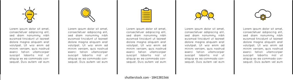 Diagram with 5 steps. Minimalist infograph. Vector