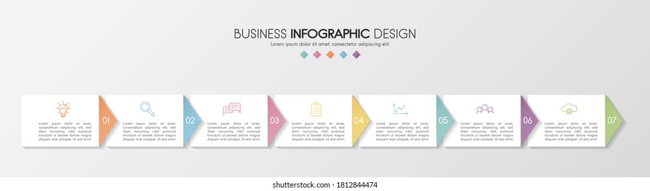 Diagram with 7 steps. Business infograph. Vector