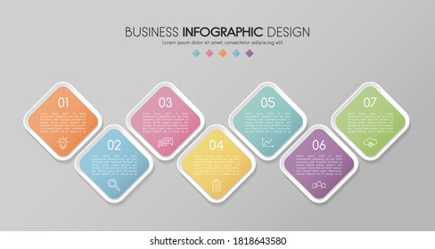 Diagram with 7 steps. Business infograph. Vector