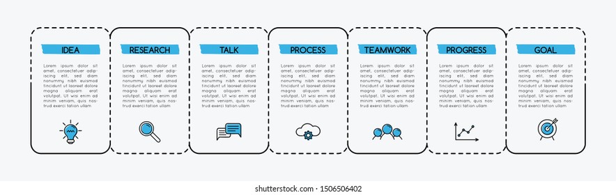 Diagram with 7 steps. Infograph. Vector