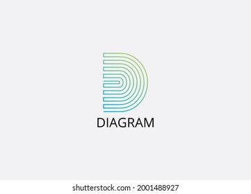 Diagram Abstract d letter modern minimalist logo design