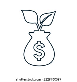 Diagram, agriculture, financial, gain outline icon. Line art vector.