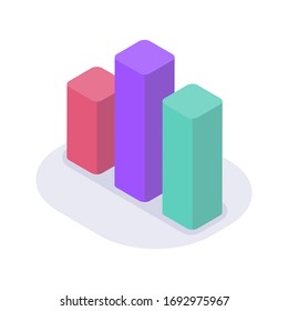 diagram bar graph chart isometric icon with modern flat style color vector