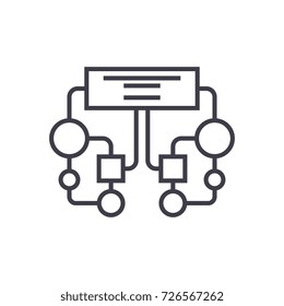 diagram, block vector line icon, sign, illustration on background, editable strokes