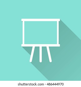 Diagram board vector icon with long shadow. White illustration isolated on green background for graphic and web design.