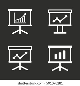 Diagram board vector icons set. White illustration isolated for graphic and web design.