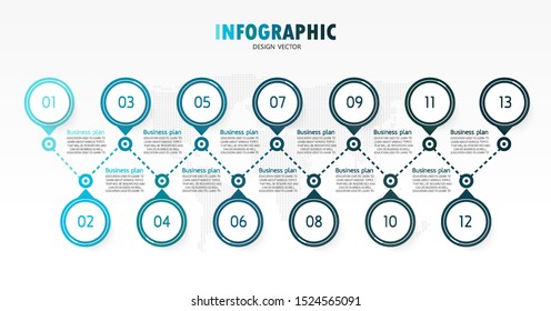 diagram Business and Education By Step 13 Steps design  vector illustration