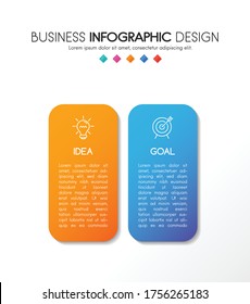 Diagram with business icons and 2 steps. Infograph design. Vector