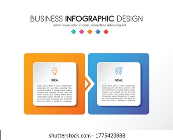 Diagram with business icons and 2 steps. Infograph design. Vector
