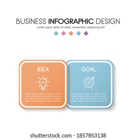 Diagram with business icons and 2 steps. Infographic design. Vector