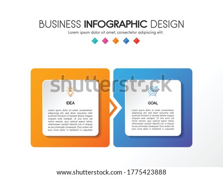 Diagram with business icons and 2 steps. Infograph design. Vector