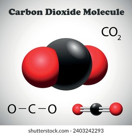 Abbildung eines Kohlendioxidmoleküls. Science Education Illustration