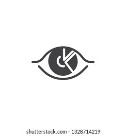 Diagram chart analysis vector icon. filled flat sign for mobile concept and web design. Pie chart eye glyph icon. Financial analytic symbol, logo illustration. Pixel perfect vector graphics