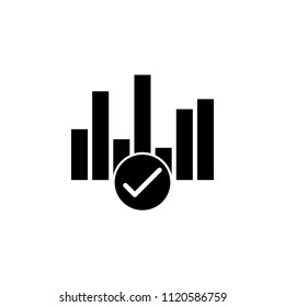 Diagram chart with a check mark isolated vector icon on white background