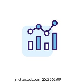 Diagram. Chart color icon with blue accents. Simple vector linear illustration. Flat pictogram with rounded corners.