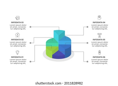 Diagram chart, cylinder graph presentation. Business timeline concept with 6 parts