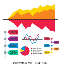 Diagram chart graph elements vector business infographic flow sheet data template arrows and circle progress diagrammatic report