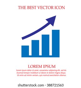 Diagram chart graph up growth isolated vector icon. Business success symbol.
