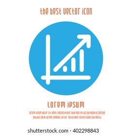 Diagram chart graph up growth isolated vector icon. Business success blue white round logo symbol.