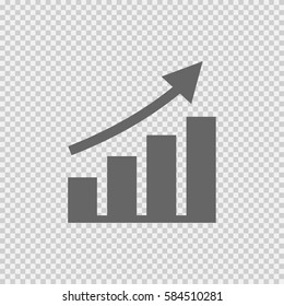 Diagram chart graph up growth isolated vector icon eps 10. Business success symbol on transparent background.