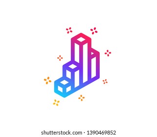 Diagram chart icon. Column 3d graph sign. Market analytics symbol. Dynamic shapes. Gradient design 3d chart icon. Classic style. Vector