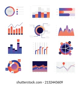 Diagrama Gráfico gráfico Infografía Plantilla vectorial Ilustración Set con neocolores