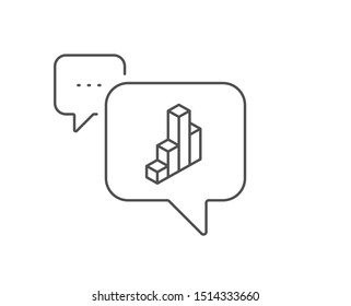 Diagram chart line icon. Chat bubble design. Column 3d graph sign. Market analytics symbol. Outline concept. Thin line 3d chart icon. Vector