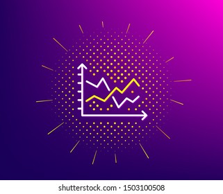 Diagram chart line icon. Halftone pattern. Presentation graph sign. Market analytics symbol. Gradient background. Diagram chart line icon. Yellow halftone pattern. Vector