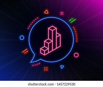 Diagram chart line icon. Neon laser lights. Column 3d graph sign. Market analytics symbol. Glow laser speech bubble. Neon lights chat bubble. Banner badge with 3d chart icon. Vector