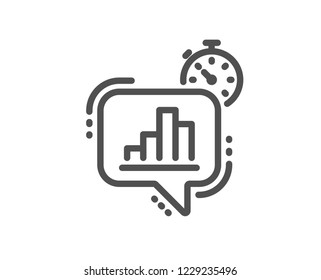 Diagram chart line icon. Statistics timer sign. Market analytics symbol. Quality design flat app element. Editable stroke Statistics timer icon. Vector