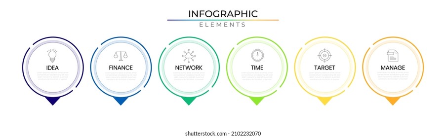 Diagram Circular Process Infographic Design Vector With Icons. Business Journey Annual Project Network Template For Presentation And Report.