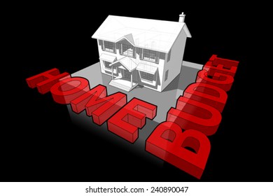 diagram of a classic colonial house and HOME BUDGET sign 