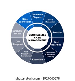 Diagram concept with Centralized Case Management text and keywords. EPS 10 isolated on white background