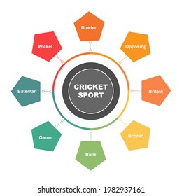 Diagram concept with Cricket Sport text and keywords. EPS 10 isolated on white background