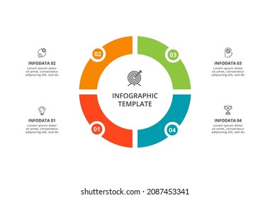 Diagram concept for infographic with 4 steps, options, parts or processes. Business data visualization.