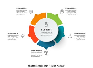 Diagram Concept For Infographic With 5 Steps, Options, Parts Or Processes. Business Data Visualization.