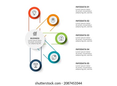 Diagram concept for infographic with 5 steps, options, parts or processes. Business data visualization.