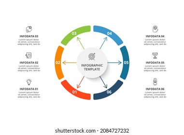Diagram concept for infographic with 6 steps, options, parts or processes. Business data visualization.
