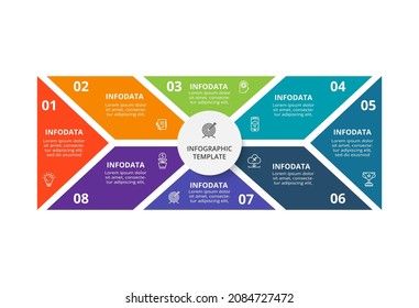 Diagram concept for infographic with 8 steps, options, parts or processes. Business data visualization.