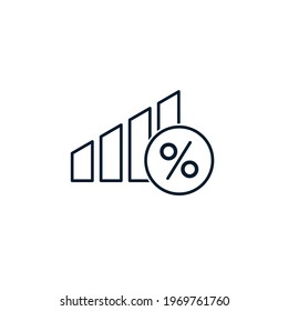 Diagram. Concept for the program of discounts, raising the credit rate. Vector icon isolated on white background.