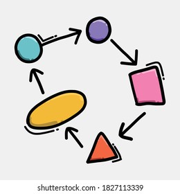 diagram connect color vector icon. Drawing sketch illustration hand drawn line.