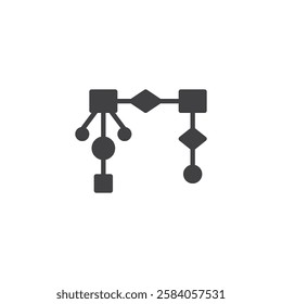 Diagram with connected blocks vector icon. filled flat sign for mobile concept and web design. Algorithm Flowchart glyph icon. Symbol, logo illustration. Vector graphics