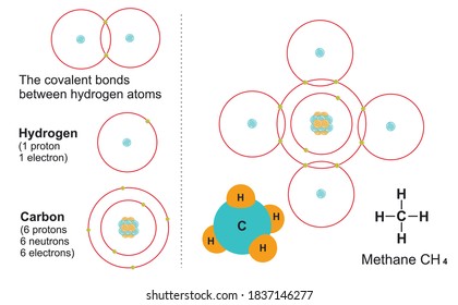 Diagram of the covalent bonds between hydrogen and carbon