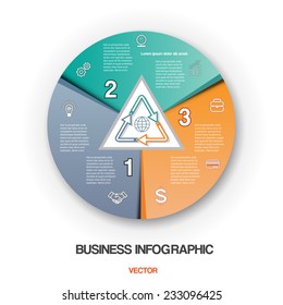  Diagram cyclic process, business infographic for success project and other Your variant. Vector illustration template with text areas on 3 positions