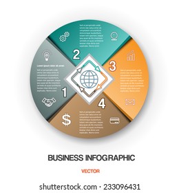  Diagram cyclic process, business infographic for success project and other Your variant. Vector illustration template with text areas on 4 positions 