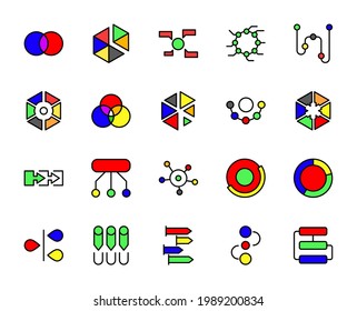 Diagram design icons set. Thin line vector icons for mobile concepts and web apps. Premium quality icons in trendy flat style. Collection of high-quality color outline logo