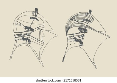 Diagram Device Medieval Knights Helmet Stock Vector (Royalty Free ...