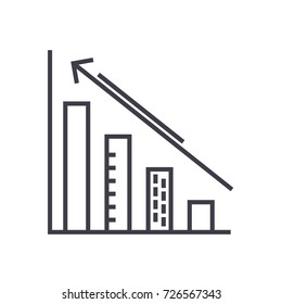 diagram, down and up, charts vector line icon, sign, illustration on background, editable strokes